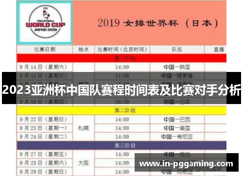 2023亚洲杯中国队赛程时间表及比赛对手分析